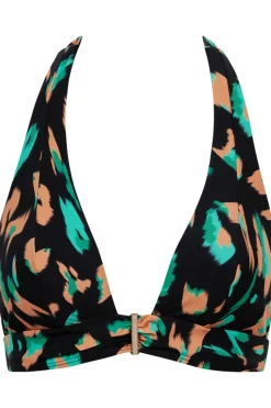 Sexy Lingerie | Luxury French Lingerie>Aubade Feline Energy Triangle Bikini Top GreenPanther