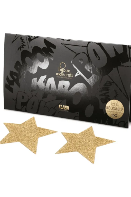 Nipple Covers & Pasties | Pleasure>Bijoux Indiscrets Flash Glitter Star Pasties Gold