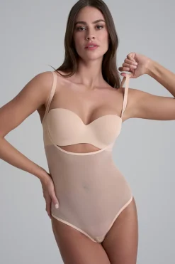 Bodysuits & Playsuits | Bra Solutions & Accessories>Bye Bra Forming Tulle WYOB Bodysuit Beige