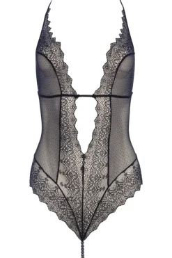 Pearl Thong Bodysuits | Sexy Lingerie>Bracli Geneva Dark Pearl Body Black