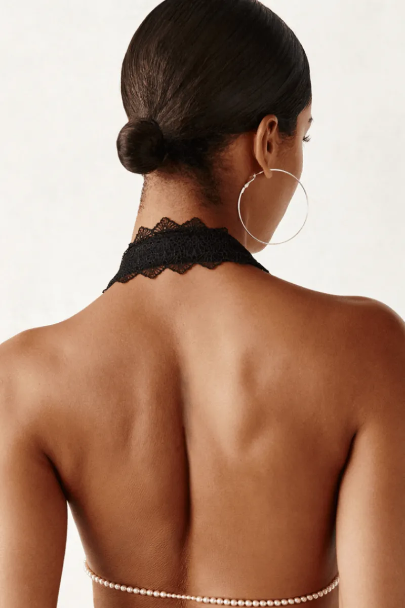 Sexy Lingerie | Halterneck Bras>Bracli Geneva Pearl Bra Black
