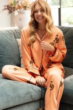 Pyjama Sets | 2 Piece Lingerie Sets>Fable u0026 Eve Hackney Flamingo Print Pyjama Set HackneyFlamingoPrint