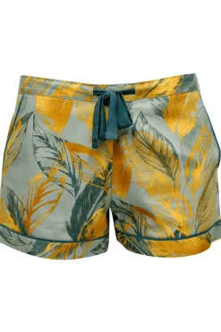 Pyjama Pants & Shorts | £30 And Under>Cyberjammies Hannah Leaf Print Shorts, Size UK 14 SageGreenMix
