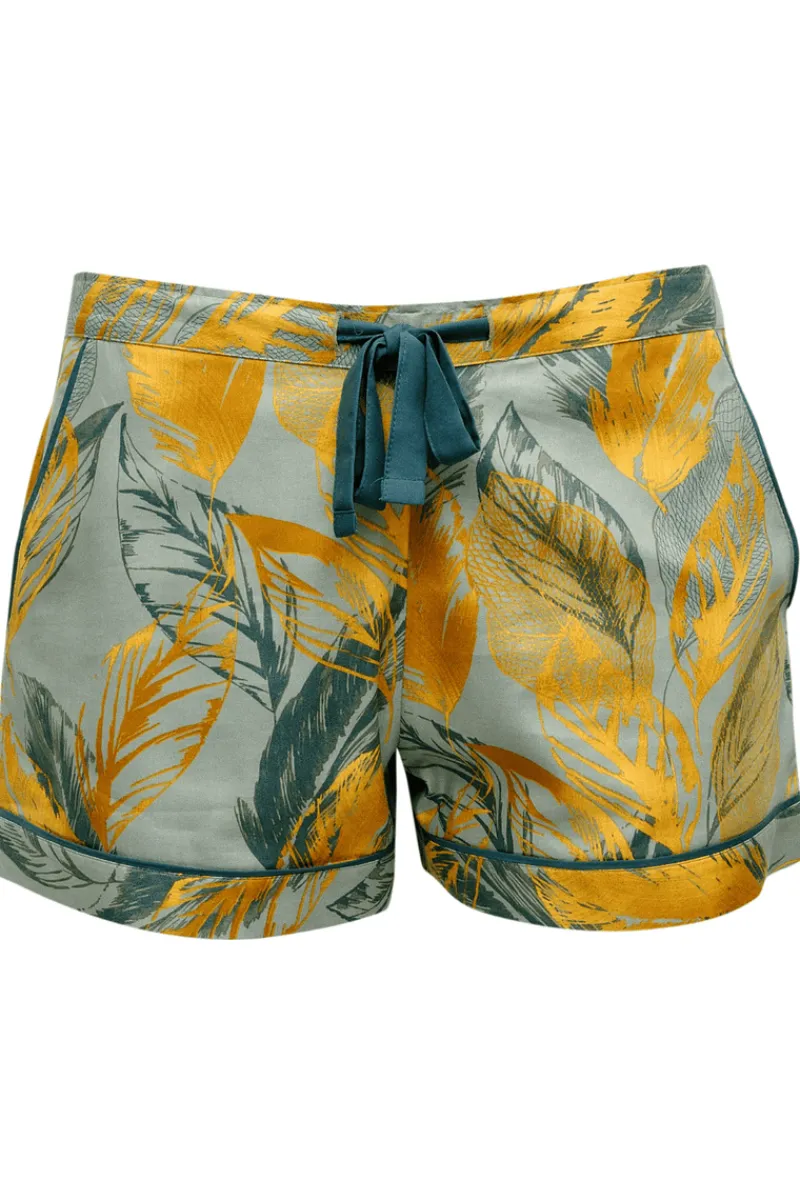 Pyjama Pants & Shorts | £30 And Under>Cyberjammies Hannah Leaf Print Shorts, Size UK 14 SageGreenMix