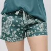 Pyjama Pants & Shorts | £30 And Under>Cyberjammies Hannah Leopard Print Shorts GreenMix