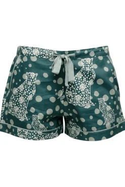 Pyjama Pants & Shorts | £30 And Under>Cyberjammies Hannah Leopard Print Shorts GreenMix