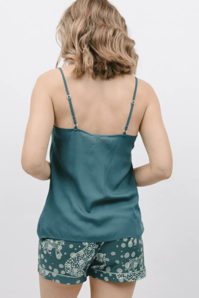 Pyjama Pants & Shorts | £30 And Under>Cyberjammies Hannah Leopard Print Shorts GreenMix