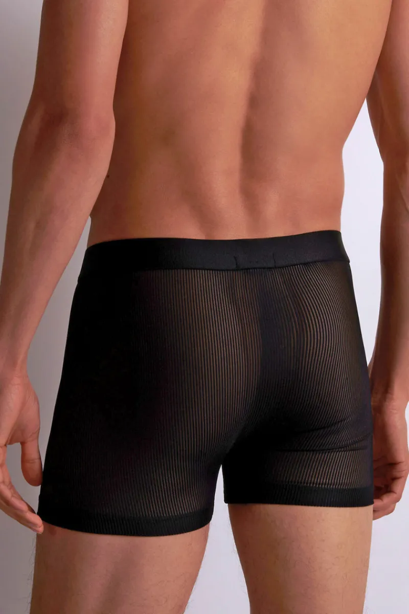 Sexy Lingerie | Luxury French Lingerie>Aubade Homme Men's Stripes Boxer Black