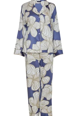 Pyjama Sets | 2 Piece Lingerie Sets>Fable u0026 Eve Hyde Park Floral Print Pyjama Set SlateBlue