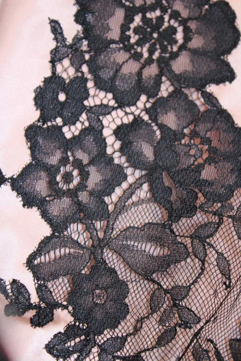 Silk Nightwear | Nighties, Babydolls & Chemises>Clara Rossi Italian Silk Chemise Blush/Black