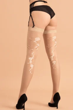Sheer Stockings | Nude Stockings>FiORE Jardin Stockings 20 Denier Nude/Gold