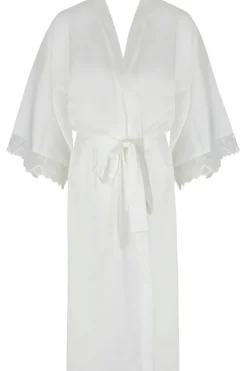 Kimonos & Robes | Bridal & Honeymoon Lingerie>Antigel Je T’aime A La Folie Satin Robe EcruNacre