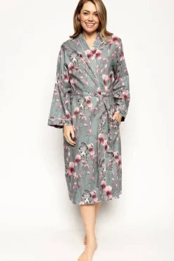 Kimonos & Robes>Cyberjammies Jessica Leopard Print Long Dressing Gown Multi
