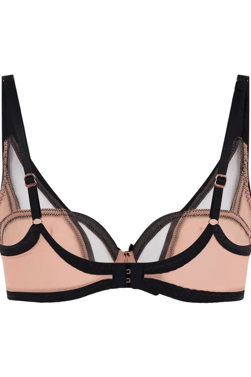 Sheer Lingerie | Balconette Bras & Demi Bras>Agent Provocateur Joan Underwired Balconette Bra Mink