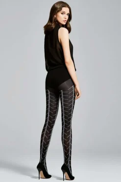 Black Tights | Patterned Tights>FiORE Julia Style Tights 60 Denier Black/White