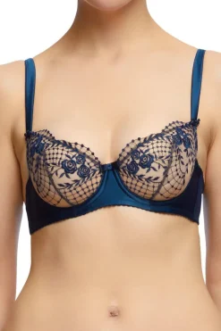 Underwired Bras>Dita Von Teese Julies Roses Underwire Bra, Size UK 32DD Navy