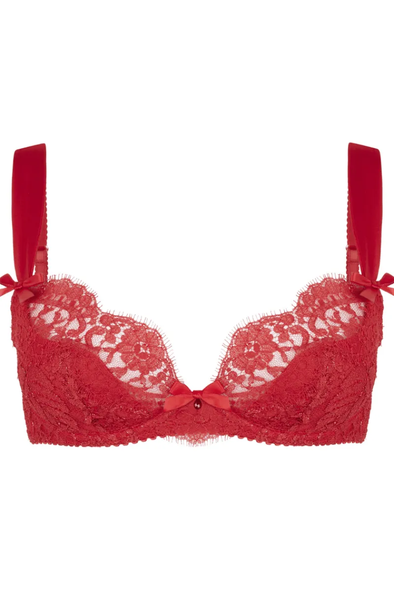 Red Lingerie | Sheer Lingerie>Agent Provocateur Kateryna Plunge Underwi Bra Red