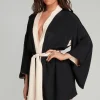 Silk Nightwear | Kimonos & Robes>Agent Provocateur Kiki Silk Kimono, Size M-L (UK 14-18) Black/Pink