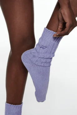 £30 And Under>Love Stories Knitted Ribbed Socks Purple