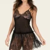 Nighties, Babydolls & Chemises | Sheer Lingerie>Clara Rossi Lace Chemise Black