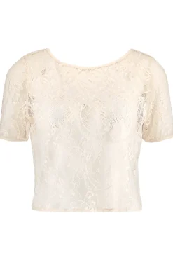 Pyjama Tops | Sexy Lingerie>Aubade Lazy Days Short Sleeve Lace Top Petal
