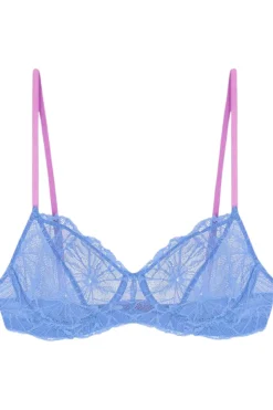 Balconette Bras & Demi Bras | Underwired Bras>Dora Larsen Lena Graphic Lace Underwire Bra Blue