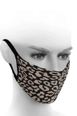 Reusable Face Masks & Filters | Masks & Blindfolds>FiORE Leopard Print Reusable Face Mask Black/Nude