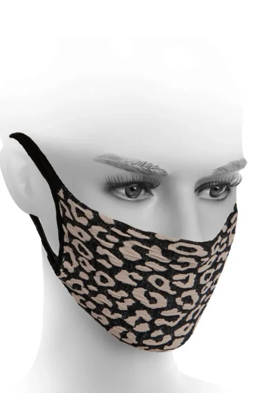 Reusable Face Masks & Filters | Masks & Blindfolds>FiORE Leopard Print Reusable Face Mask Black/Nude