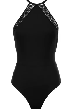 Sexy Lingerie | Luxury French Lingerie>Aubade Les Bodys Guipure Open Back Bodysuit Black