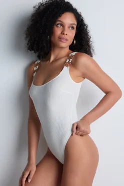 Sexy Lingerie | Luxury French Lingerie>Aubade Les Bodys Ribbed Knit Bodysuit in Opale