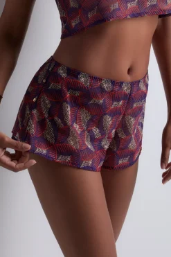 Pyjama Pants & Shorts | Sexy Lingerie>Aubade Life Celebration Embroidery Shorty VividPurple
