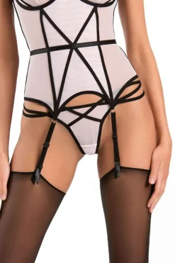 £30 And Under | Sheer Lingerie>Naughty Knickers Lily Thong, Size L (UK 12) PalePink/Black