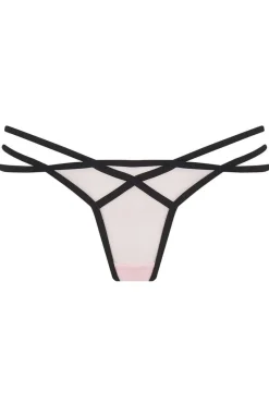 £30 And Under | Sheer Lingerie>Naughty Knickers Lily Thong, Size L (UK 12) PalePink/Black