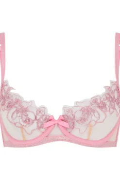Plunge Bras | Balconette Bras & Demi Bras>Agent Provocateur Lindie Demi Cup Plunge Bra Dusky Pink, Size UK 32C
