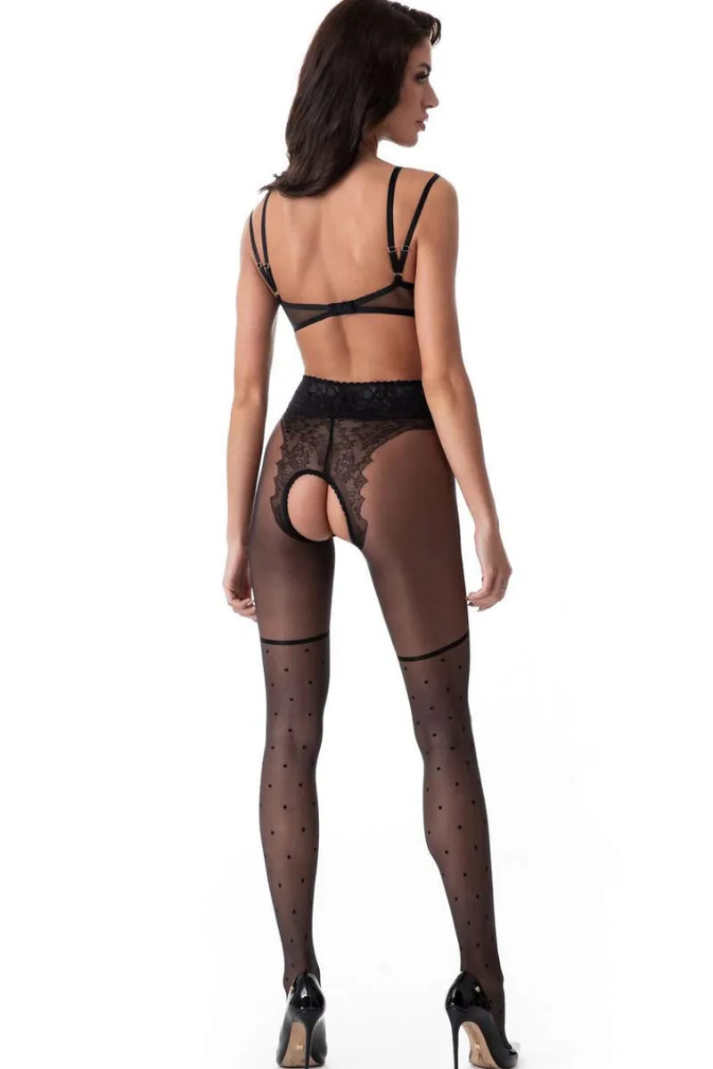 Black Tights | Patterned Tights>Amour Lolita Crotchless Tights Black 30 Denier