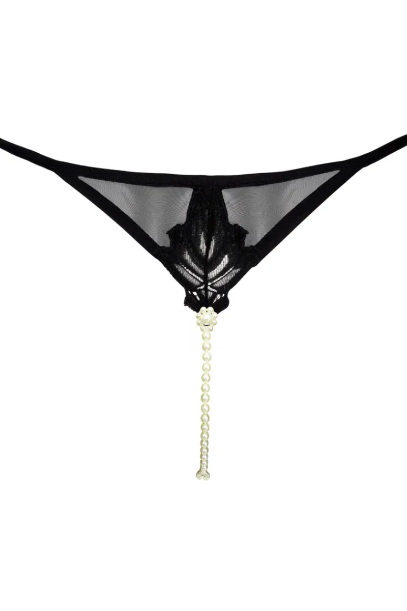 Sexy Lingerie | Pearl Knickers & Thongs>Bracli London Daisy G-String Black