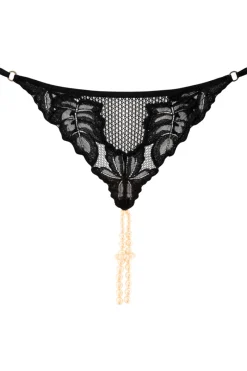 Sexy Lingerie | Pearl Knickers & Thongs>Bracli London G-String, Size L (UK 12) Black