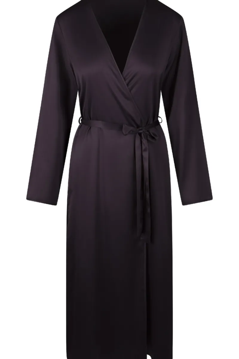 Kimonos & Robes>Lingadore Long Satin Kimono Dark Pepper