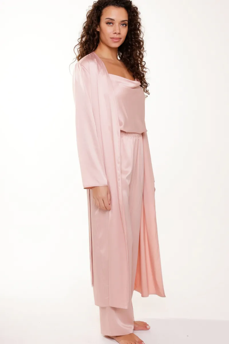 Kimonos & Robes>Lingadore Long Satin Kimono Rose Smoke