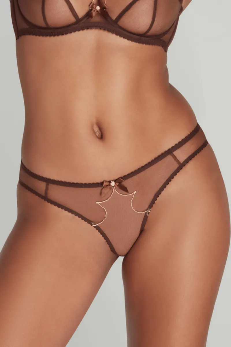 Sheer Lingerie | Briefs>Agent Provocateur Lorna Brief in Chestnut