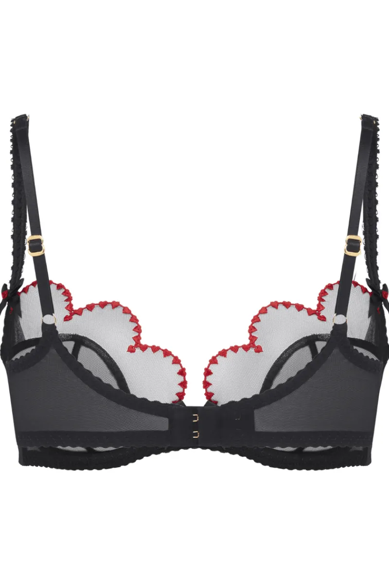 Red Lingerie | Sheer Lingerie>Agent Provocateur Lorna Heart Plunge Underwired Bra Black/Red