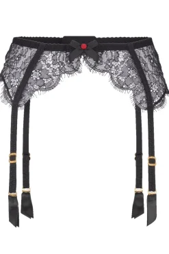 Sheer Lingerie | Suspender Belts>Agent Provocateur Lorna Lace Suspender Belt Black