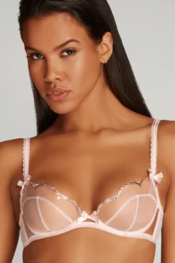Sheer Lingerie | Plunge Bras>Agent Provocateur Lorna Party Plunge Bra Pink, Size 36B