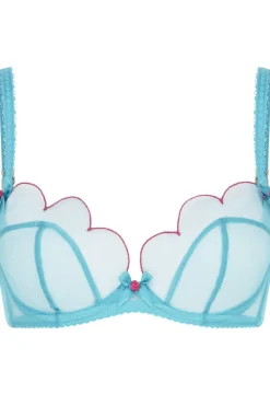Sheer Lingerie | Plunge Bras>Agent Provocateur Lorna Plunge Bra Teal/Pink