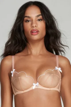 Sheer Lingerie | Plunge Bras>Agent Provocateur Lorna Plunge Bra in Sand