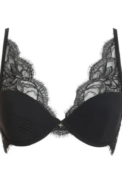 Plunge Bras | Balconette Bras & Demi Bras>Prelude Love Glows Padded Plunge Bra Black