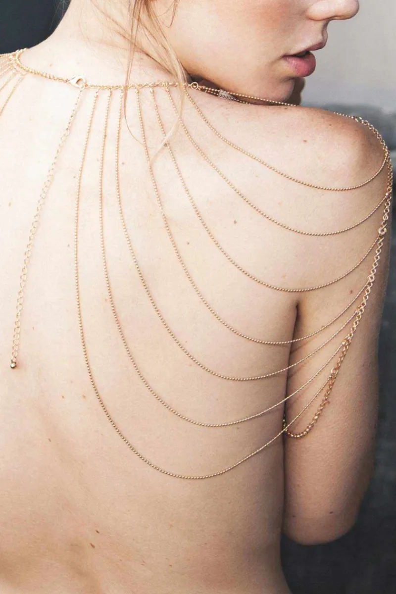 Pleasure>Bijoux Indiscrets Magnifique Shoulders and Back Chain in Gold