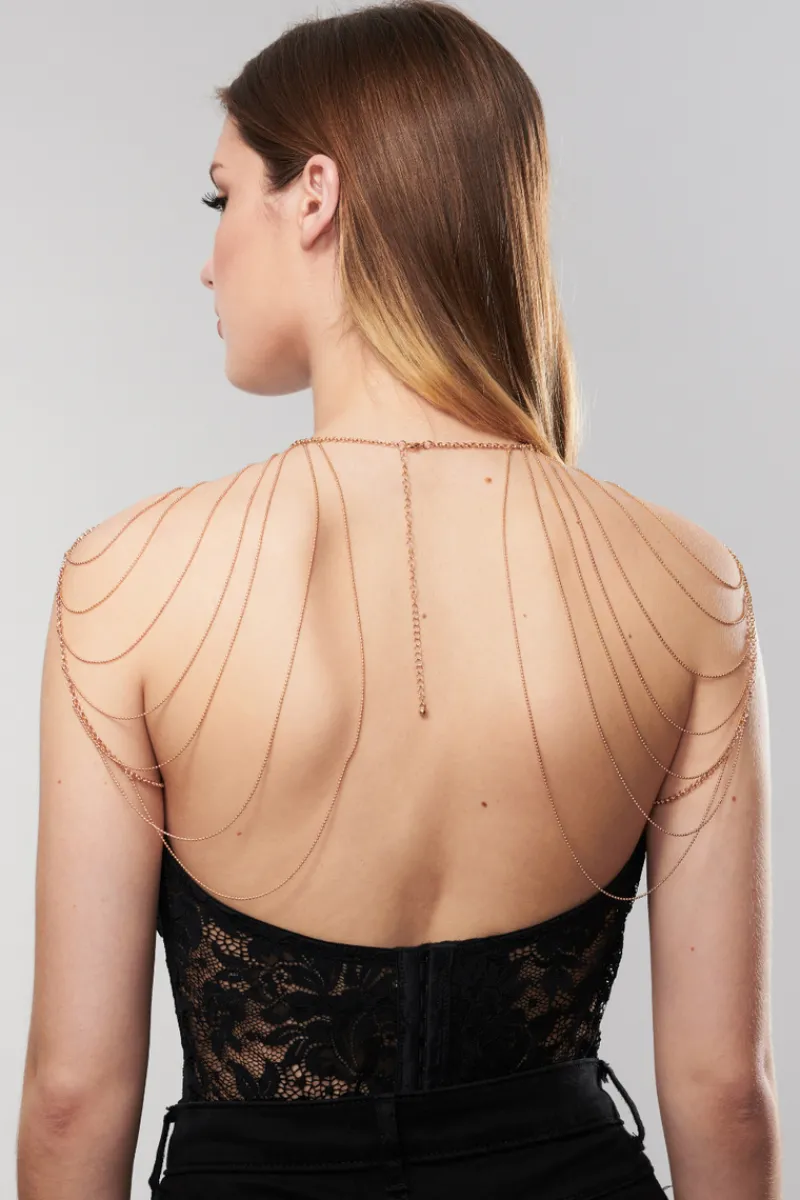 Pleasure>Bijoux Indiscrets Magnifique Shoulders and Back Chain in Gold
