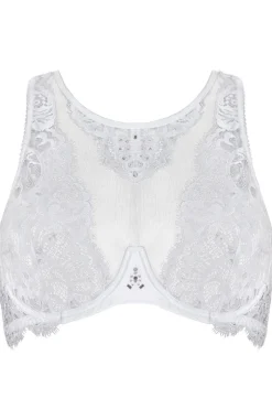 Bridal & Honeymoon Lingerie | Halterneck Bras>Prelude Marlene Fantasy Bra with Swarovski Crystals in White, Size UK 32C