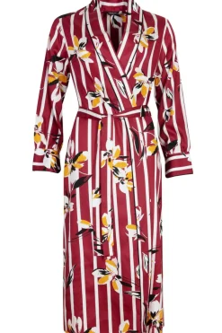 Kimonos & Robes>Fable u0026 Eve Marylebone Long Dressing Gown, Size UK 14 Burgundy